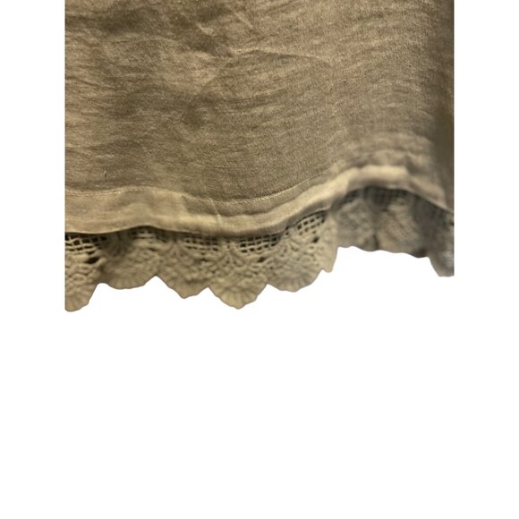 Carla Conti Y2K Linen Shift Dress Olive Green Size M Coastal Summer Beach Boho - Picture 10 of 13